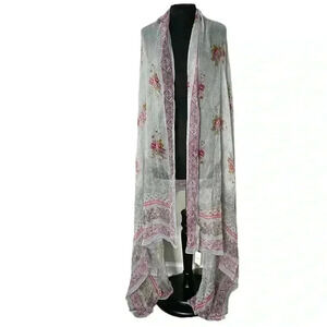 Dana Xu Floral Paisley Print 100% Silk Scarf WrapThin NWT Size OS